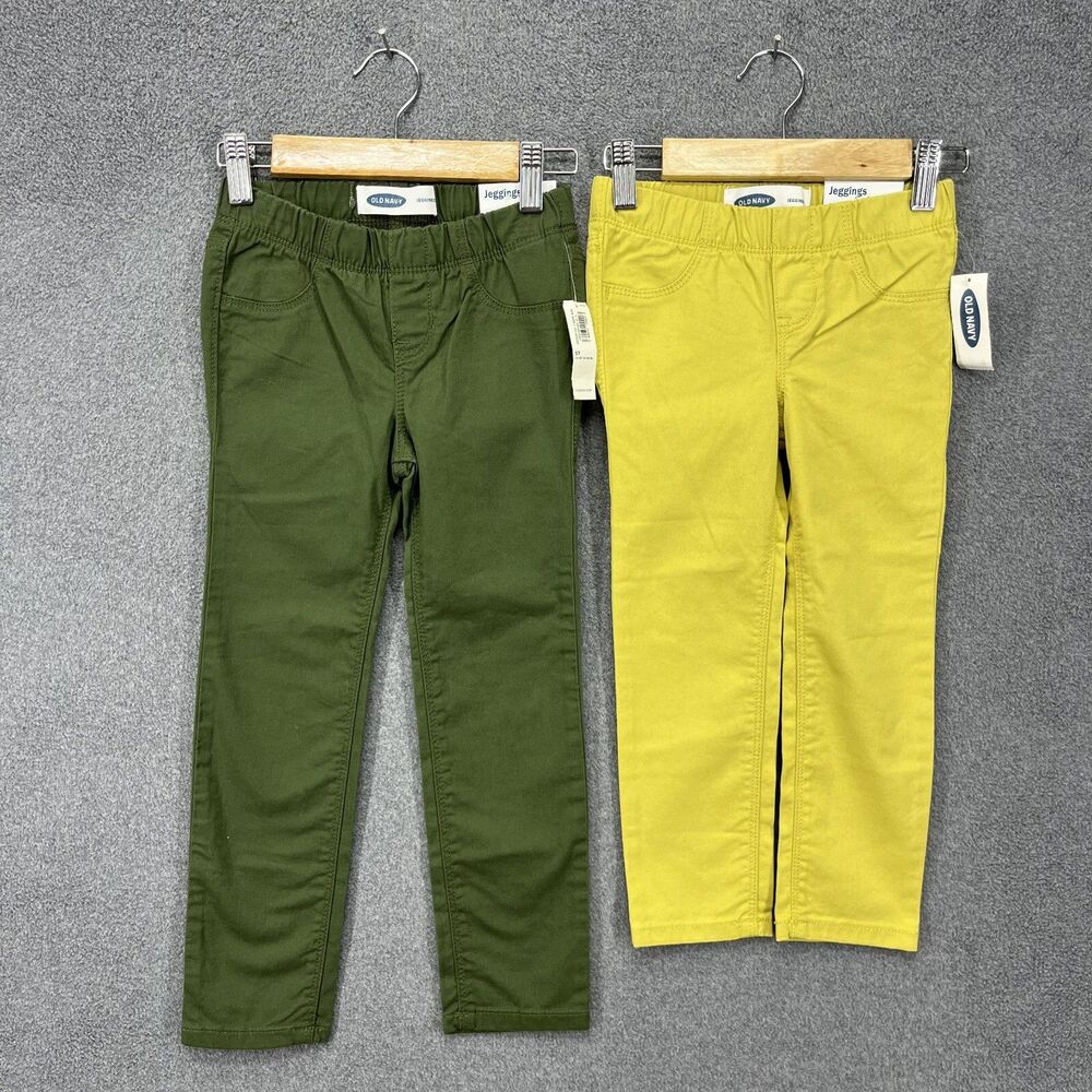 2x Old Navy Girls Jeggings 4T‎ Extra Stretch Denim Elastic Waist Pull On Lot